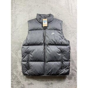 Nike Puffer Vest Mens Medium Gray Loose Fit Synthetic Fill Pockets FB7373-068